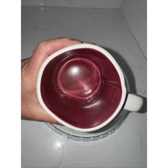 Rae Dunn by Magenta Fall Mug “APPLE CIDER” Burgundy Interior - Picture 8 of 9